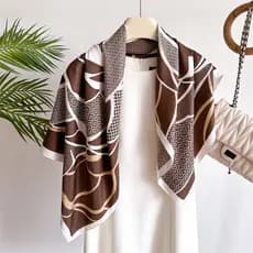 Primavera verão Retro camélia dupla face sarja simulação lenço de seda grande lenço quadrado elegante escritório xale