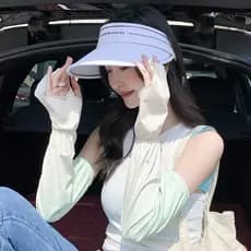 Blush novo estilo feminino tamanho grande protetor solar braço proteção manga gelo ciclismo solto estilo fino gradiente