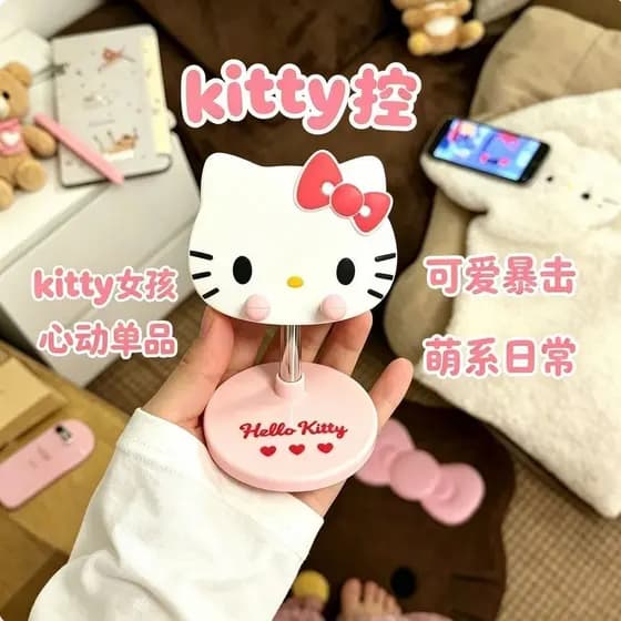Bonito gatinho gato suporte de telefone desktop preguiçoso suporte perseguindo Drama escovação menina coração decoração 