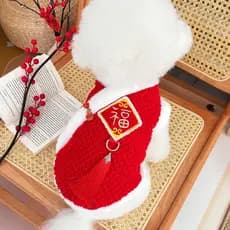 Estilo de ano novo roupas de inverno estilo chinês bordado Fu personagem pelúcia quente Pet cão gato roupas Teddy pelúci