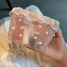 Coreano coreano ins estilo menina gaze coração bordado portátil saco cosmético bonito saco de tecido saco de armazenamen