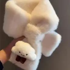 2025 outono inverno cachecol peludo cruz dos desenhos animados cachecol engrossado senhoras All-Match cachecol quente