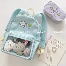 Novo estilo mochila de quatro folhas trevo gatinho mochila estudante festa mochila japonês bidimensional barra Chiwa sac