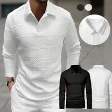 Camisa Polo Masculina Manga Comprida Casual Social Alta Qualidade Polos Camiseta De Negócios Casual