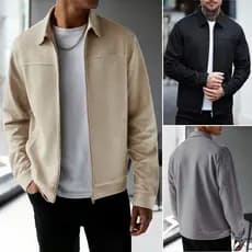 Jaqueta Masculina Casual Manga Longa com Zíper Leve e Confortável para Trabalho e Dia a Dia
