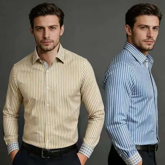 Camisa Social Masculina Slim Listrada Várias Cores Camisa Manga Longa Masculino Formal Casual