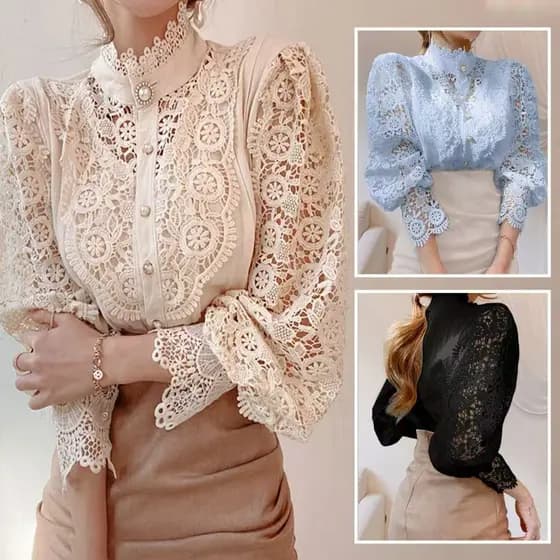 Blusa Feminina Manga Longa Renda Sofisticada e Design Moderno para Looks do Dia a Dia ou Escritório
