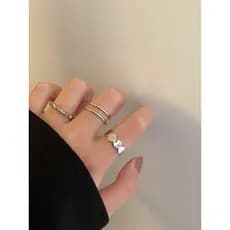 Srrhyn conjunto de três peças exclusivo All-Match anel liso feminino ins estilo legal influenciador moda anel nicho dedo