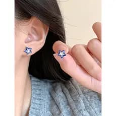 Srrhyn brincos de estrela azul feminino nicho Design doce legal brincos exclusivos temperamento único brincos de estrela