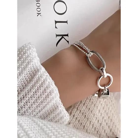Sensação doce na mão|Pulseira quadrada geométrica feminina simples oca All-Match pulseira influenciadora nicho pulseira