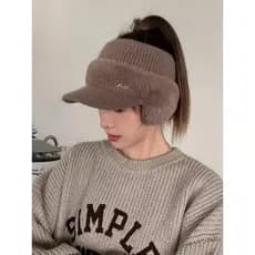 W inverno quente proteção de ouvido malha boné de pico senhoras moda versão coreana All-Match primavera outono vazio top