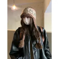 Retro quente Phil ilha chapéu de lã feminino 2025 novo estilo inverno à prova de frio chapéu de malha viagem chapéu de p