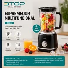 Liquidificador Triturador Compacto  para suco com Led - suco e frutas Bivolt 600ml