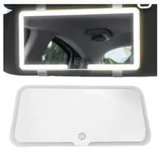Espelho LED para Quebra-Sol de Carro 60 LEDs 3 Modos de Luz Recarregável Touch Branco Frio Quente