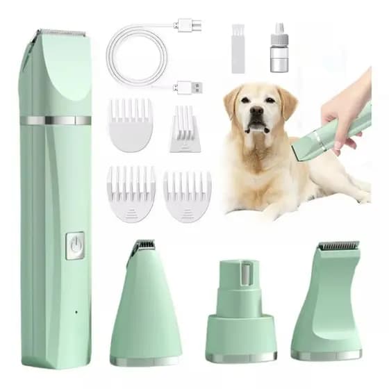 Cortador Elétrico 4 em 1 para Animais de Estimação, Máquina para Cachorro e Gato, Corta Pelo e Unhas, Recarregável via U