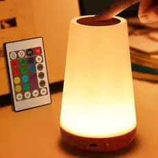 Luminária de Mesa Moderna Touch com Controle Remoto, Luz LED de Cabeceira com Timer Ajustável