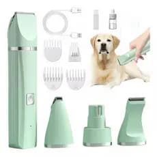 Cortador Elétrico 4 em 1 para Animais de Estimação, Máquina para Cachorro e Gato, Corta Pelo e Unhas, Recarregável via U