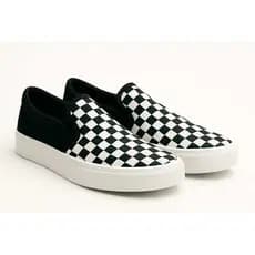 Tênis Sapatênis Iate Slip on Calce Fácil Hype Shoes - Xadrez Preto/Branco - Unissex