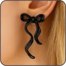 GoldBowEarringsforWomenSilverRibbonEarringRedValentinesEarringsHotPinkBowknotEarringCoquetteElegantJewelryBowAccessories