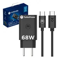 Motorola Carregador Original Turbo Power 68W USB-C Tipo-C Super Carregamento Rápido 10X + Cabo Original Incluso