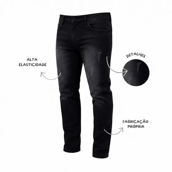 Calça Masculina Jeans Slim Fit Tradicional Elastano Premium  -  Casual Presente Ideal