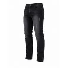 Calça Jeans Masculina Preta com Efeito Puído Estilo Urbano Casual Peça Versátil Para o dia a dia.