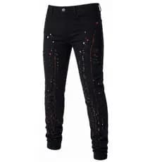 Calça Masculina Jeans Slim Elastano Premium Detalhe em Splash - Estilo Jogador