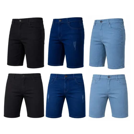 Kit 3 Bermuda Masculina Jeans C Elastano tam 36 ao 48 - Shorts Masculino Casual - Roupa Masculina