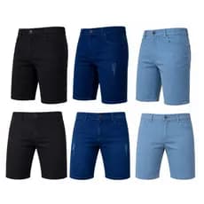 Kit 3 Bermuda Masculina Jeans C Elastano tam 36 ao 48 - Shorts Masculino Casual - Roupa Masculina
