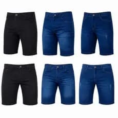 Kit 3 Bermudas Masculina Jeans Com Lycra Elastano - Escolha sua Variação - Short Jeans Masculino.