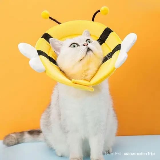 Gatos Em Forma De Abelha , Cone De Proteção Do Pescoço Cão Ajustável Anti-Mordedura Elizabeth Circle Stop Licking