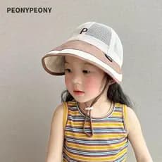 Chapéu de Pescador para Bebê PEONY, Proteção Solar com Aba Larga e Letras, Chapéus de Verão Respiráveis para Crianças OK