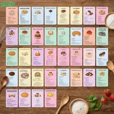 NDZE8 Cartões De Receita De Sobremesa Para Assar , Instruções De Passos Vintage , Receitas De Cozimento , Portáteis
