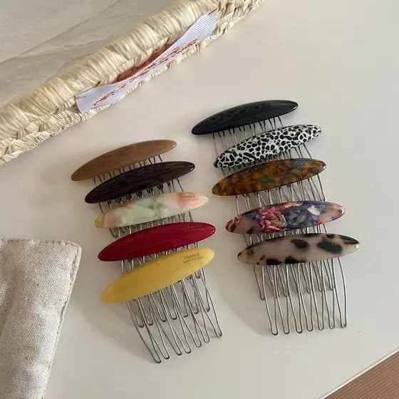 [Estoque pronto] Pente de inserção de cabelo quebrado estilo coreano Clipe lateral de acetato Raiz de cabelo Ferramenta