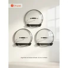 Organizador Suporte Tampa De Panela Armário Cozinha Kit 3 4 6 8 Unidades Adesivo Dupla Face Ou Parafuso