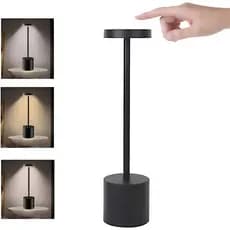 Luminária Abajur LED Mesa Sem Fio Touch Dimerizável 3 Cores Moderno Quarto Escritório Recarregável