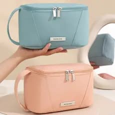 Necessaire de Maquiagem Grande Capacidade com Alça de Mão, Ideal para Viagens e Uso Diário