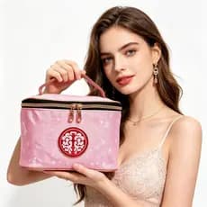Necessaire Porta Cosméticos Espaçosa Brilhante, Alça de Mão, 6 Cores, Uso Diário e Viagem