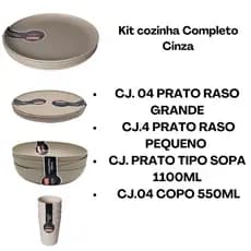 Kit Cozinha Completo Pratos Rasos Sopa Copo Multiuso Plástico Boa Durabilidade Louça Cozinha SB