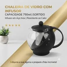 Chaleira Vidro Infusor Capacidade 750ml Design Moderno Funcional Variadas Opcoes Cores