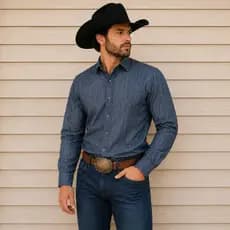 Camisa Social Jeans Tencel Masculina Social Comfort Manga Longa Sem Bolso