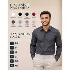 Camisa Social Passa Fácil Slim Confort Moda Evangélica Premium Manga Longa Algodão Escritório