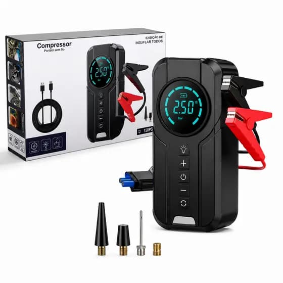 Portátil Air Compressor 12v Power Bank Jump Starter Dispositivo De Partida Pneu Inflator Impulsionador De Emergência