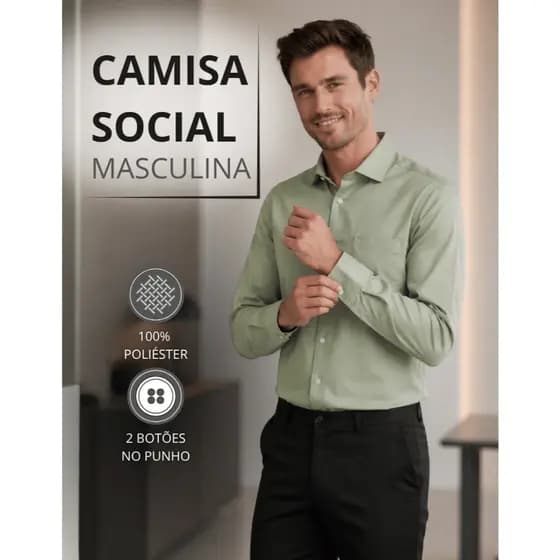 Camisa Social Microleve Tradicional Com Bolso Não Amassa Escritório Igreja Trabalho Elegante Uniforme