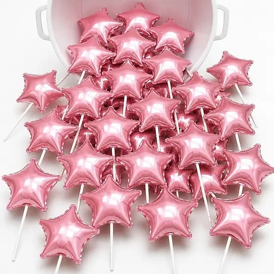 Kit 50 Balões Estrela Metalizado Topo De Bolo 5 Polegadas 12cm Decoração Festa Centro de Mesa