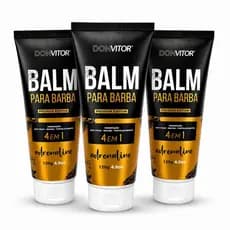 Kit Balm para Barba Don Vitor 4 em 1 Barba Macia Para Usar na Barba Úmida ou Seca Rápido 3 Unidades