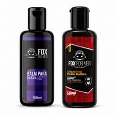 Kit Balm e Shampoo para Barba Fox For Men Limpeza Hidratação Barba Macia Sem Frizz Hidratação Brilho