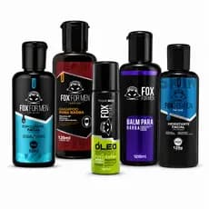 Kit Barba Shampoo Balm Óleo Esfoliante Pós Barba  Masculino 5 em 1 Fox For Men  Macia Sem Frizz