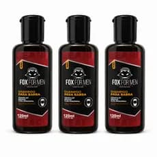 Kit 3 Shampoo para Barba 120ml Fox For Men Vitamina B7 Ácido Hialurônico Barba Bem Alinhada