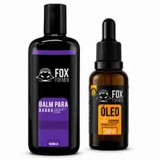 Kit Óleo para Barba 30ml + Balm para Barba 120ml Fox For Men Barba Macia Hidratada Brilho Natural